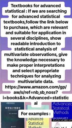 Textbooks for Advanced Statistical