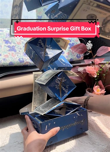 Graduation Surprise Explosion Box.#surprise #TikTokMadeMeBuyIt #money #graduation #graduationgift