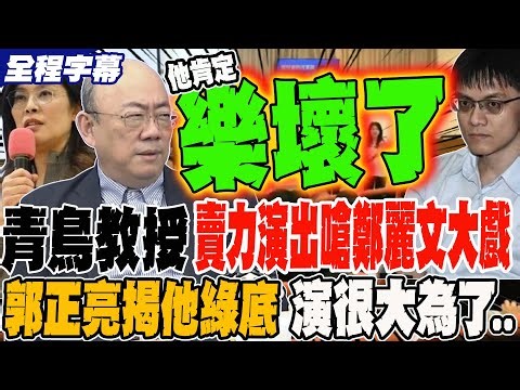 《全程字幕》東吳青鳥教授 賣力演出嗆鄭麗文大戲 郭正亮揭他綠底 演很大是為了..