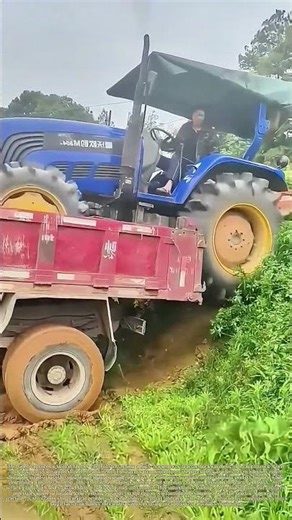 Reversing Downward: How Farmers Guide a High-Power Tractor Off a Truck Bed to a Sloped Bank