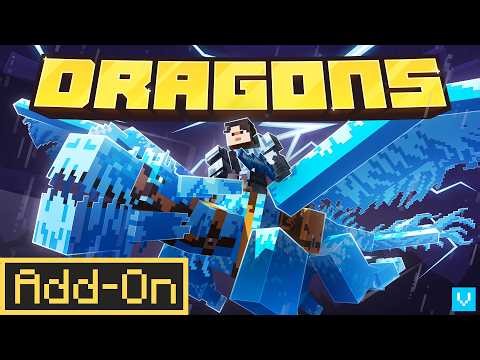 DRAGONS ADDON - 7 Epic Dragons Tame, Ride & Structures Added to Minecraft Worlds!