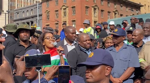 March and March leader Jacinta Ngobese Zuma addresseS scores of demonstrators, strongly criticizing corrupt police officers and calling for accountability, accusing them of workinh with undocumented foreign nationals.Video: Simon Majadibodu/IOL