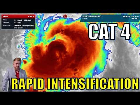 Typhoon In-fa rapidly strenghtens east of Saipan and Guam