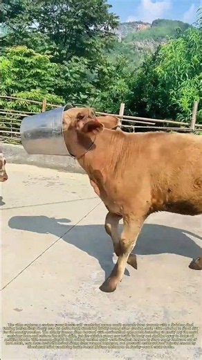 Trapping A Metal Pail: How A Playful Calf Resists Farmer’s Efforts To Free Its Head