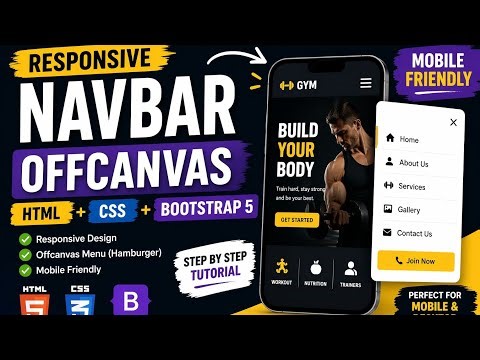 Responsive Navbar Offcanvas | HTML CSS Bootstrap 5 Tutorial (Beginner to Advanced
