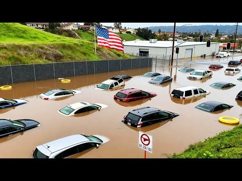 San Diego, California Underwater ! Intense Flooding Turns Streets To Rivers, Drowns Vehicles, Homes