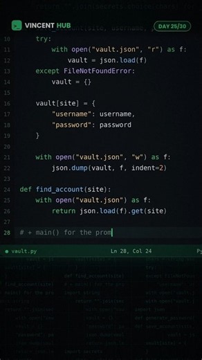 30 DAYS OF PYTHON — DAY 25 | password manager
