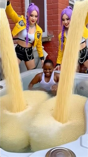 Funny video try not to laugh #kpop Rumi Marvelous Jacuzzi ramen noodles #kpopdemonhunters