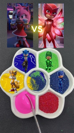 Sonic Team 💙 VS PJ Masks Team 🦸 | Dance Battle 🕺 Colour Mixing Battle 🎨 #satisfying #colourmixing