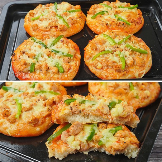 Bun Pizza Recipe | Crispy, Cheesy & Loaded with Chicken | Cheesy Chicken Bun Pizza | Yummy Recipes