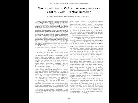 [Sruthy: Globecom 2025] Semi-Grant-Free NOMA in Frequency-Selective Channels with Adaptive Decoding