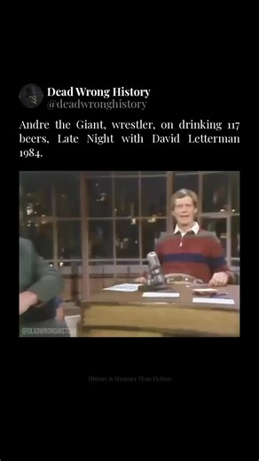 André the Giant in 1984 telling David Letterman about the night he drank 117 beers. #AndreTheGiant #Wrestling #Letterman #History #DeadWrongHistory #ad Got a website? Get more customers on autopilot – link in bio.