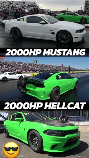 2000HP Hellcat vs 2000HP Twin Turbo Mustang Drag Race! 🐍 vs 🐎 🔥 #shorts