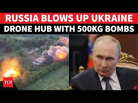 Russia DROPS 500KG BOMBS On Ukraine Drone Hub; Chilling Air Raid Using Deadly Su-34 | Watch