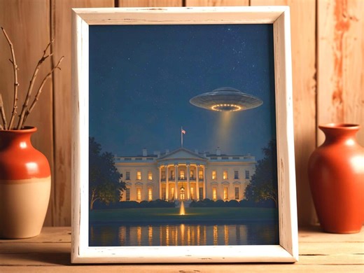 White House UFO Print, Sci Fi Alien Spaceship Art, Minimalist Night Sky (digital Download) - Etsy