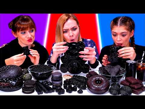 ASMR Black Candy and Giant Gummy Mukbang Compilation
