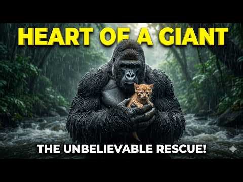You Won’t Believe What This Massive Gorilla Did to a Tiny Kitten! #vairalvideo #catbehavior