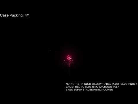 NO-7-CTRS · 7 inch GOLD WILLOW TO RED PLUM +BLUE PISTIL + GHOST RED TO BLUE RING W CROWN TAIL-