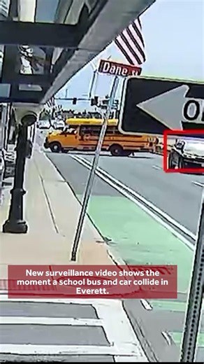 Surveillance video shows Everett school bus crash