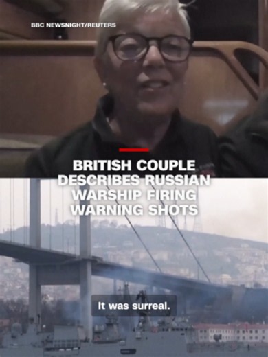 A retired British couple, Alan and Jane Kelvey, were sailing on a yacht toward France when a nearby Russian frigate fired warning shots.