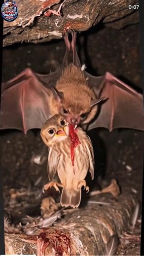 Bat vs Baby Owl – Intense Wildlife Moment 🦇🦉 #bat #owl #wildlife #nature #animalvideo #birdattack