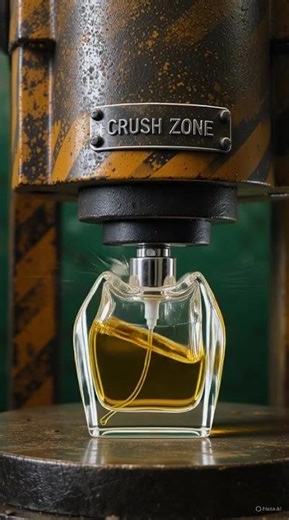 Thick Glass Perfume Bottle Crush – Brutal Shatter Explosion in Slow Motion #perfumebottle #hydraulic