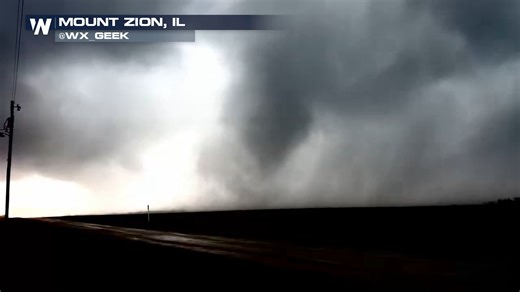 NEW VIDEO: A tornado was captured on the ground in Mount Zion, IL, on Sunday, near Decatur. 🌪️ The storm caused some damage to some property. The NWS is expected to conduct a damage survey. | WeatherNation
