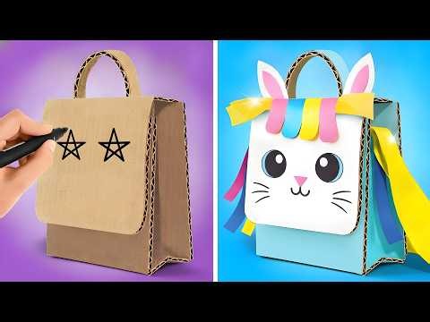 📦🎒 DIY Cardboard Backpack + More Colorful Crafts! 🌈