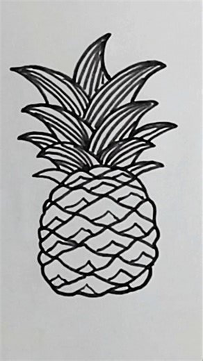 Simple Pineapple Drawing Tutorial 🍍 #shorts #art #drawing #trending #viral #pineapple #fruit #simple