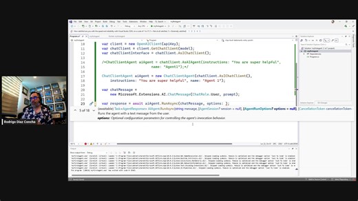 � Welcome to Episode 1 — Foundations of the new live series Microsoft Agent Framework for C# Devs! In this session, hosted by Rodrigo Díaz Concha (Microsoft RD & MVP), we explore the foundational concepts behind the Microsoft Agent Framework and how C# developers can start building intelligent AI agents using .NET. Whether you're new to AI agents or looking to integrate them into real-world applications, this episode covers key architectural ideas, capabilities, and what’s possible with Microsof