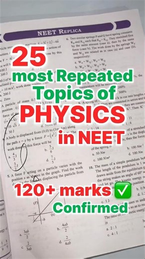 🚀25 Most Repeated Physics Topics →score 120+ Marks Guaranteed✅ NEET 2026 #neet #shorts