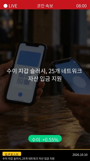 수이 +0.6% 변동 이유 | 코인 속보 2026.10.10 #Shorts