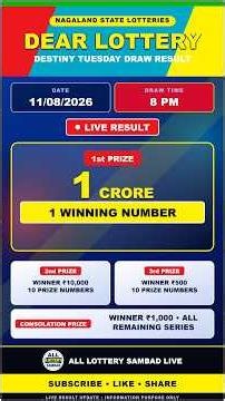 Dear Destiny Evening 8 PM Lottery Live Result | Lottery Sambad Live 11/08/26 | Nagaland Lottery Live
