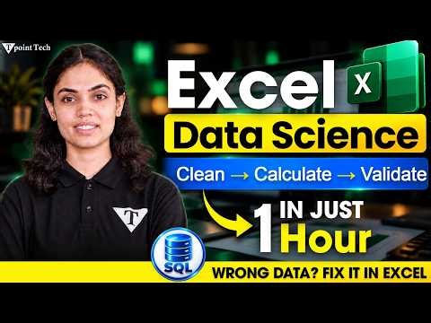 Excel for Data Science in 1 Hour 🔥 | Data Cleaning, Formulas & Data Validation | Tpoint Tech