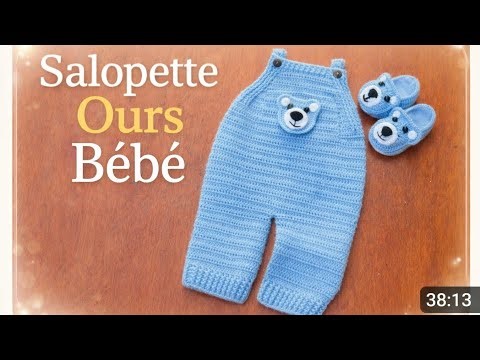 🧶SALOPETTE Bébé Ours au Crochet 0-24M (Débutants) Salopette Bébé avec Poche #salopettebébéaucrochet