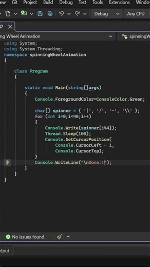 C# Spinning Wheel Animation | Console Tricks | Day 4 #shorts #software #wheels #shorts #animation