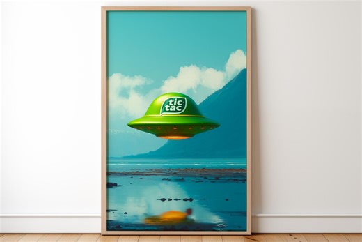 Funny Tic Tac UFO Poster, Retro Parody Artwork, Sci-fi Meme Print, Alien Spaceship Humor, Surreal Saucer Illustration, Gift Him/her - Etsy