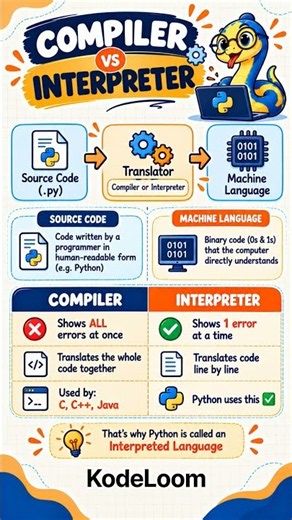 Source Code, Compiler & Interpreter ⚙️ | Python Series Ep 3 #python # shorts #learning