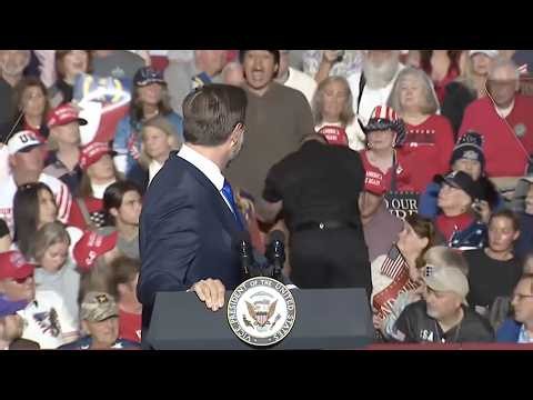 'Release the Epstein files.' Vance interrupted by protester at NC rally, VP labels him a 'prop'