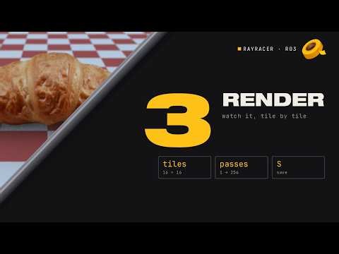 Watching it render · rayracer 3 · a ray tracer in tape