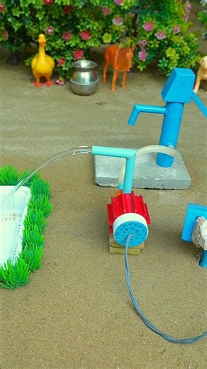 Mini hand pump project water with supply motor drinks sheep and duck farm #waterpump #shorts #874