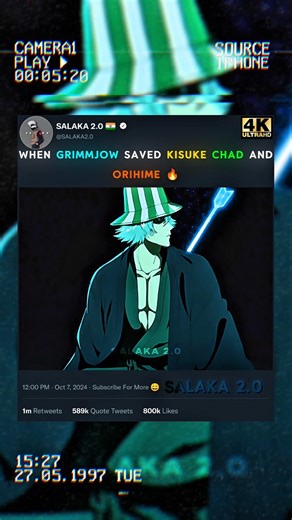 Grimmjow saved [ Kisuke Chad And Orihime ] 🔥 #bleach #ichigo