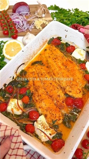 🍅🍋 FETA & TOMATO GREEK FISH BAKE ↓