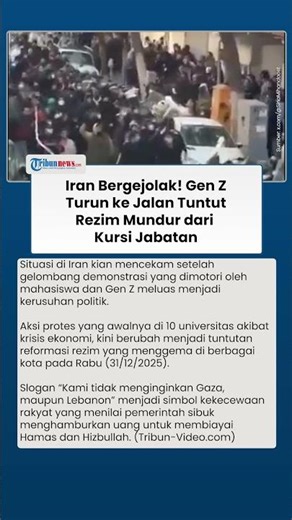 Iran Bergejolak, Aksi Gen Z Meluas Desak Pemerintah Mundur di Tengah Krisis Ekonomi Parah