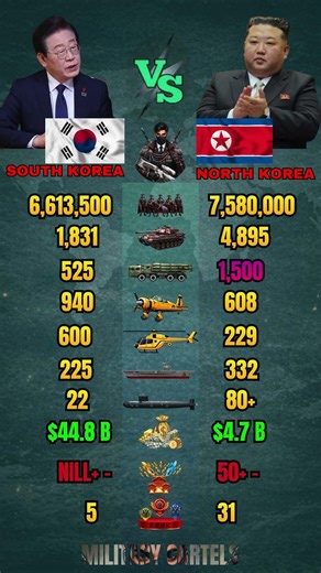 South Korea vs North Korea Military Power Comparison 2026