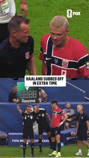 Erling Haaland on the bench with Norway trailing 2-1 in extra time