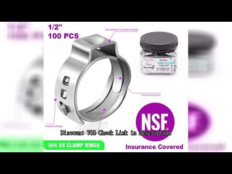 KING SMART 1/2" PEX Stainless Steel Clamp Rings; Suitable for PEX B/C Pipe, PERT Pipe; 100 Pcs/Case