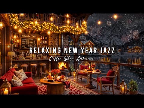 Celebrate New Year 2026 in Cozy Winter Coffee Shop Ambience with Jazz Relaxing Music & Fireworks