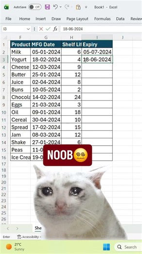 Calculate Future Date in Excel Automatically | Excel Date Formula #excel #shorts #office