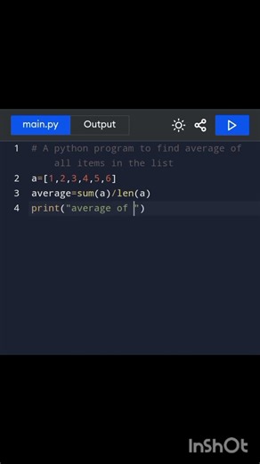 a python program to find average of all items in a list 🤖#pythonforbeginners #pythontutorial#shorts